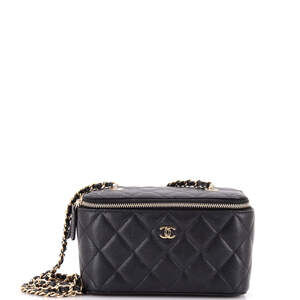 Chanel Small Classic Vanity Case with Chain Quilted Caviar